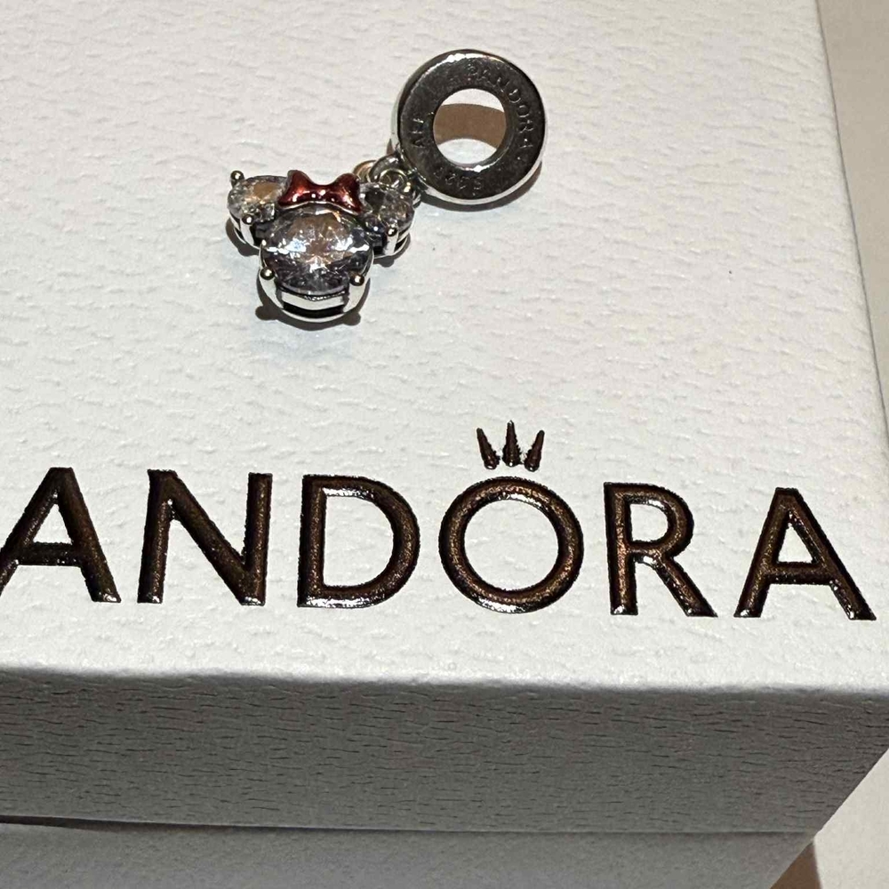 Pandora Silver Charm Minie  with Red Bow